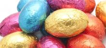 cluster of coloured foil covered chocolate easter eggs