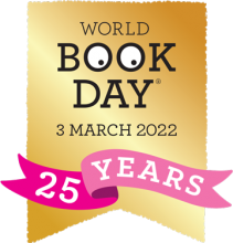 World Book Day 2022 logo with '25' celebrating 25 years.