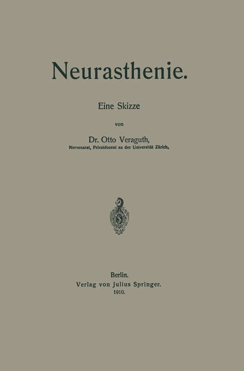 Book cover of Neurasthenie: Eine Skizze (1910)