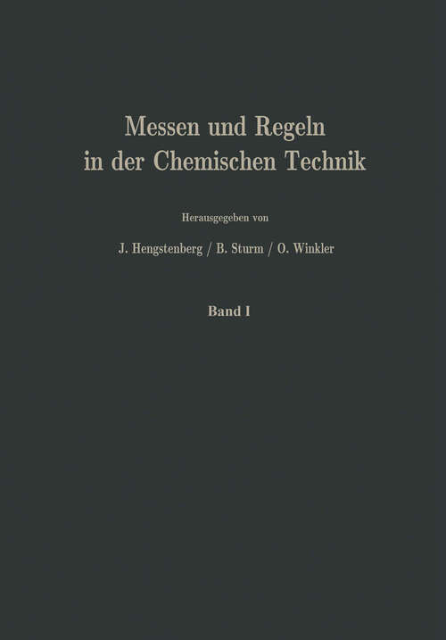 Book cover of Messen und Regeln in der chemischen Technik (1957)