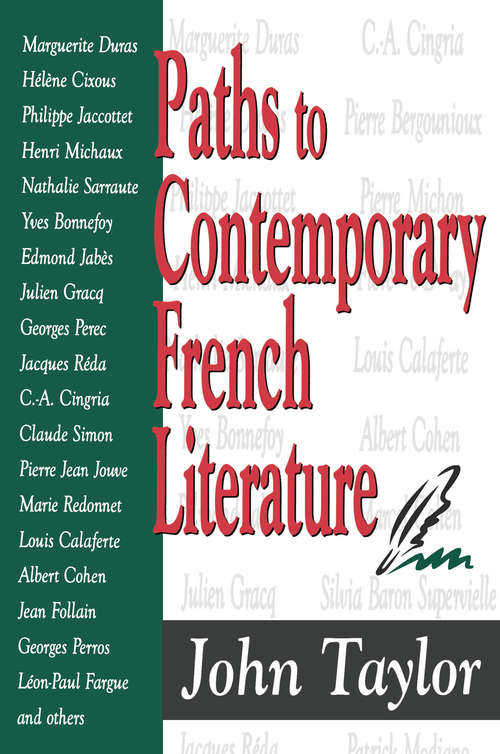 Book cover of Paths to Contemporary French Literature: Volume 1