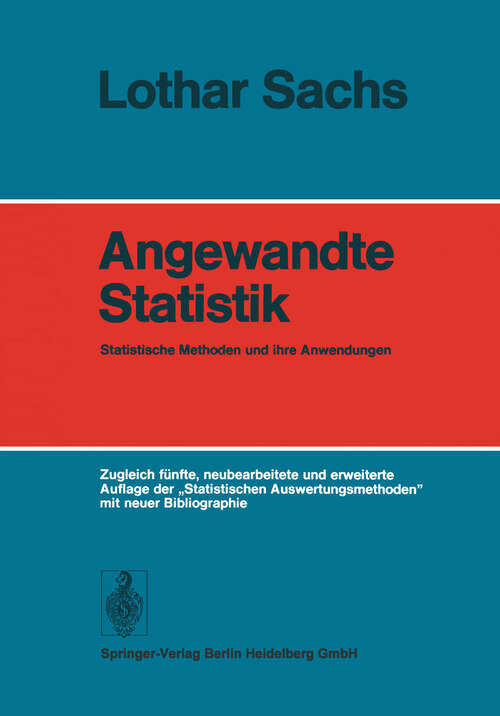 Book cover of Angewandte Statistik: Statistische Methoden und ihre Anwendungen (5. Aufl. 1978)