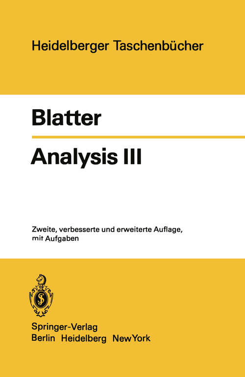Book cover of Analysis III (2. Aufl. 1981) (Heidelberger Taschenbücher #153)