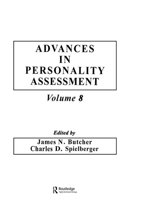 Book cover of Advances in Personality Assessment: Volume 8 (Advances in Personality Assessment Series)