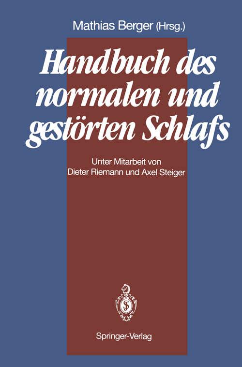 Book cover of Handbuch des normalen und gestörten Schlafs (1992)