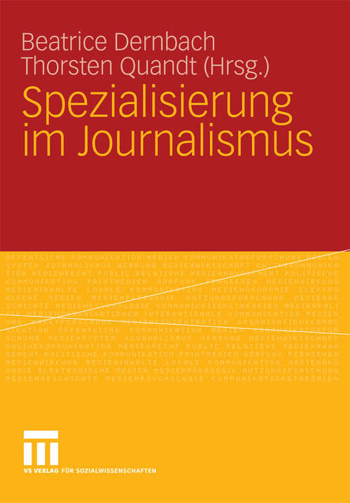 Book cover of Spezialisierung im Journalismus (2009)