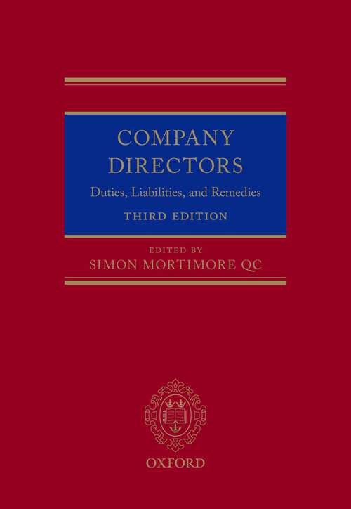 Book cover of Company Directors: Duties, Liabilities, and Remedies