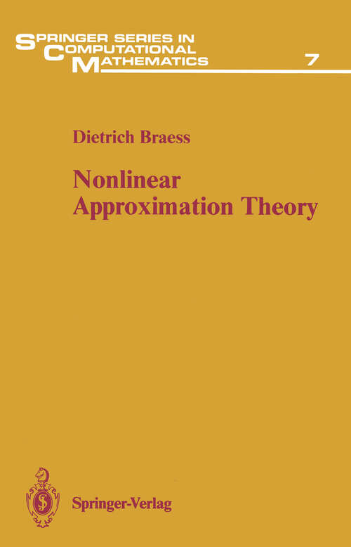 Book cover of Nonlinear Approximation Theory (1986) (Springer Series in Computational Mathematics #7)