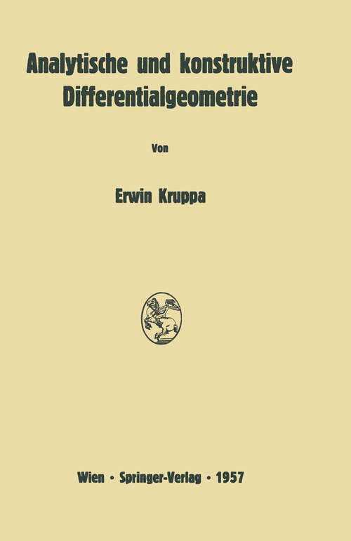 Book cover of Analytische und konstruktive Differentialgeometrie (1957)