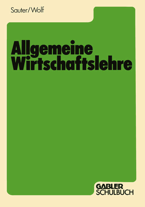Book cover of Allgemeine Wirtschaftslehre (1982)
