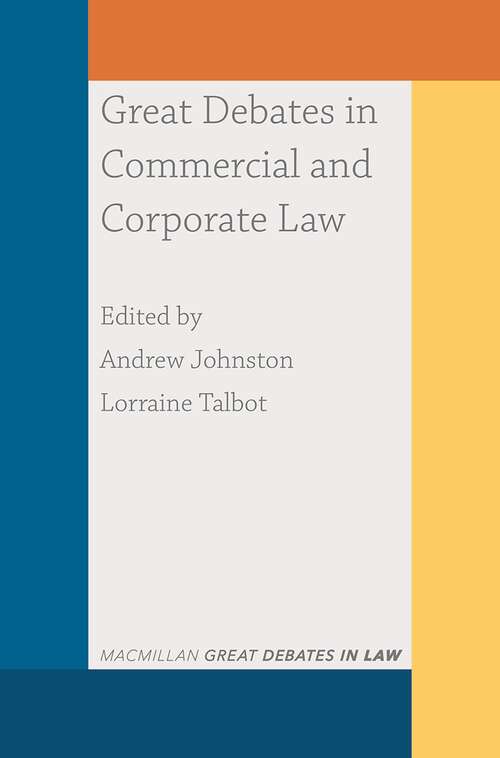 Book cover of Great Debates in Commercial and Corporate Law (1st ed. 2020) (Great Debates in Law)