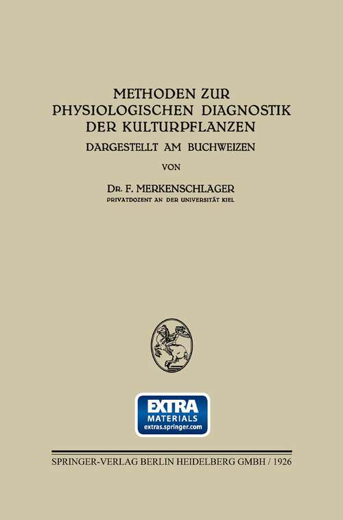 Book cover of Methoden zur Physiologischen Diagnostik der Kulturpflanzen: Dargestellt am Buchweizen (1926)