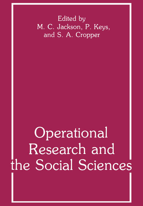 Book cover of Operational Research and the Social Sciences (1989)