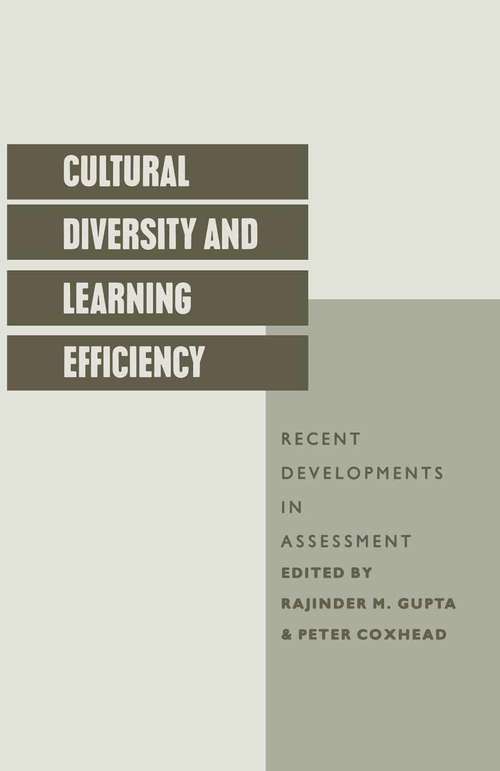 Book cover of Cultural Diversity And Learning Efficiency: Recent Developments In Assessment (pdf) (1st ed. 1988)