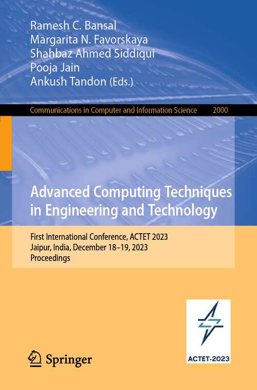 Book cover of Advanced Computing Techniques in Engineering and Technology
