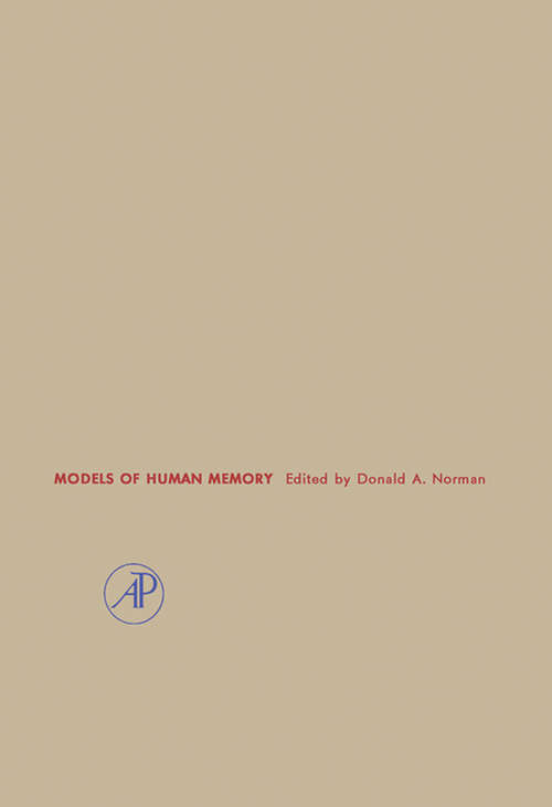 Book cover of Models of Human Memory