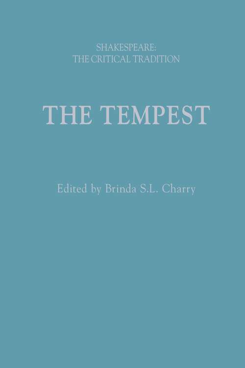 Book cover of The Tempest: Shakespeare: The Critical Tradition (Shakespeare: The Critical Tradition)
