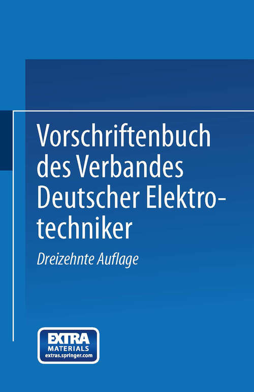 Book cover of Vorschriftenbuch des Verbandes Deutscher Elektrotechniker (13. Aufl. 1926)