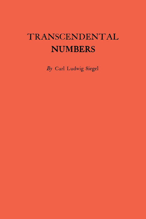 Book cover of Transcendental Numbers. (AM-16)