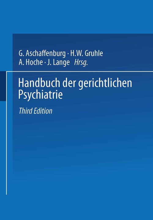 Book cover of Handbuch der Gerichtlichen Psychiatrie (3. Aufl. 1934)
