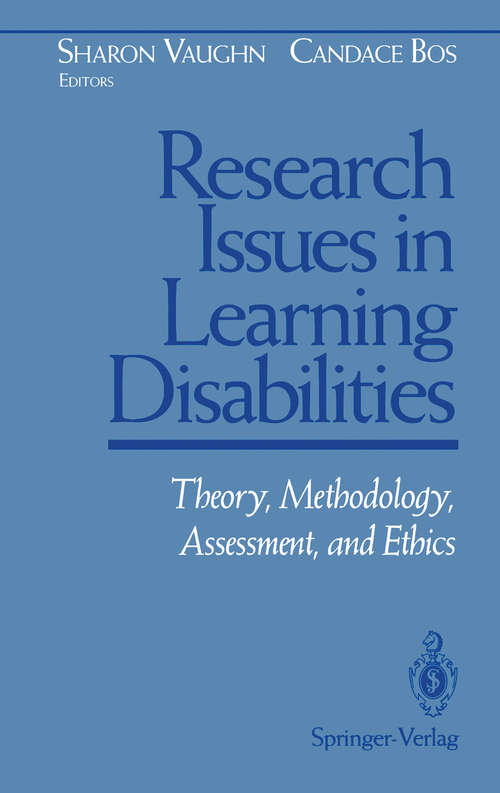 Book cover of Research Issues in Learning Disabilities: Theory, Methodology, Assessment, and Ethics (1994)