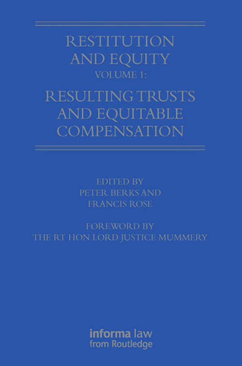 Book cover of Restitution and Equity Volume 1: Resulting Trusts and Equitable Compensation