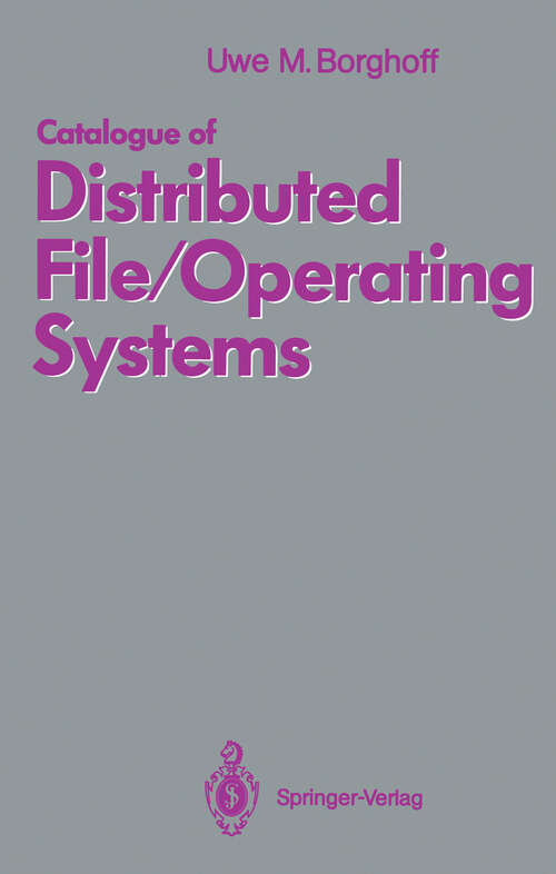 Book cover of Catalogue of Distributed File/Operating Systems (1992)