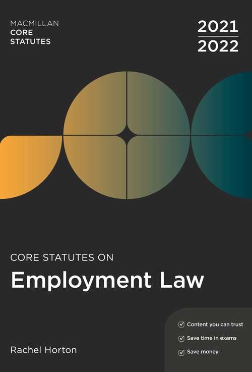 Book cover of Core Statutes on Employment Law 2021-22 (Macmillan Core Statutes)