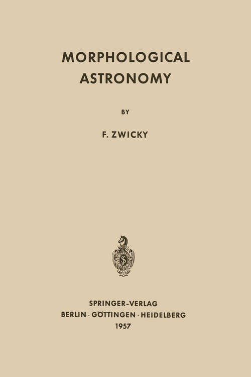Book cover of Morphological Astronomy (1957)