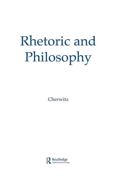 Book cover of Rhetoric and Philosophy