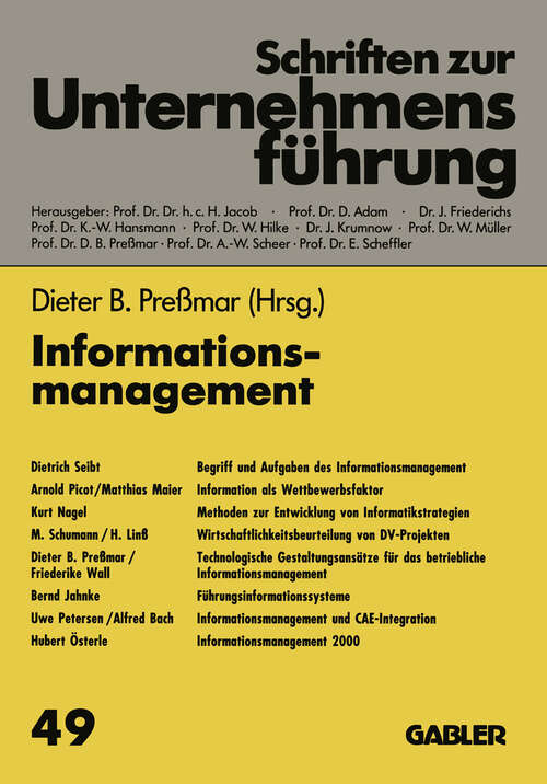 Book cover of Informationsmanagement (1993) (Schriften zur Unternehmensführung #49)