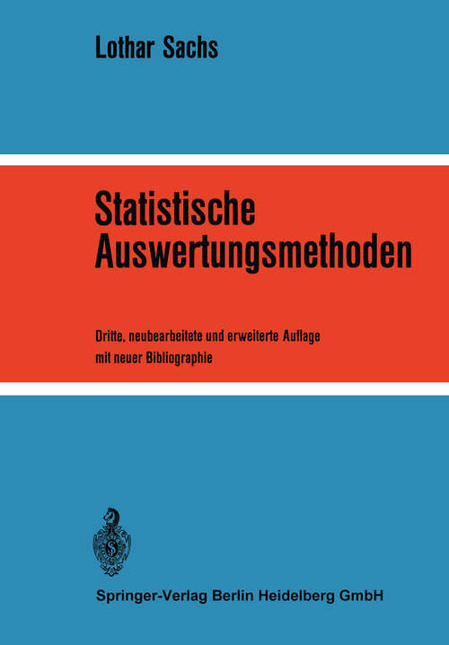 Book cover of Statistische Auswertungsmethoden (3. Aufl. 1972)