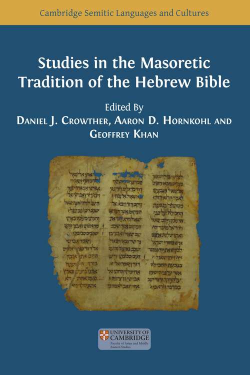 Book cover of Studies in the Masoretic Tradition of the Hebrew Bible: (pdf)