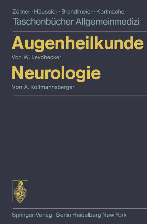 Book cover of Augenheilkunde Neurologie (1978) (Taschenbücher Allgemeinmedizin)