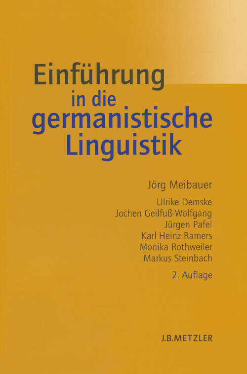 Book cover of Einführung in die germanistische Linguistik (2. Aufl. 2007)