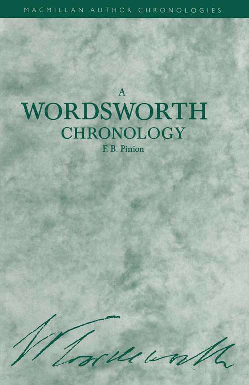 Book cover of Wordsworth Chronology (1st ed. 1988) (Author Chronologies Series)