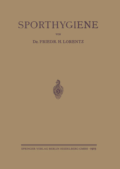 Book cover of Sporthygiene (1923)