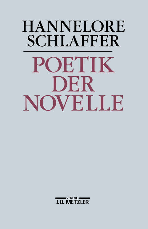 Book cover of Poetik der Novelle (1. Aufl. 1993)