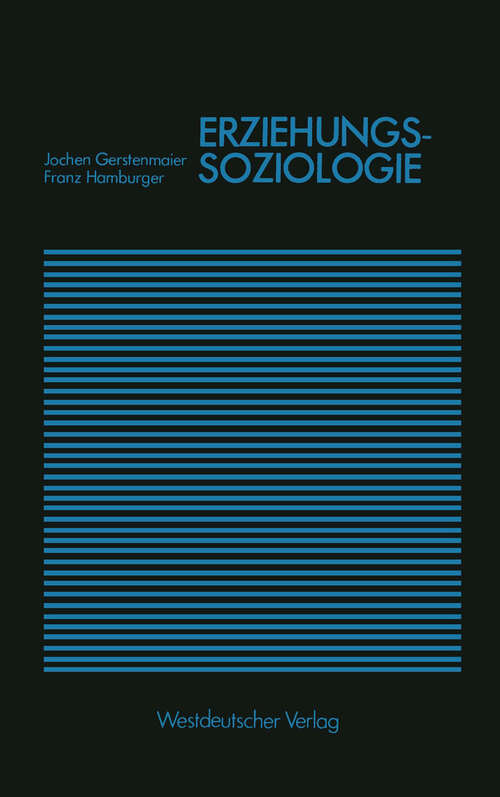 Book cover of Erziehungssoziologie (1978) (Studienreihe Gesellschaft)