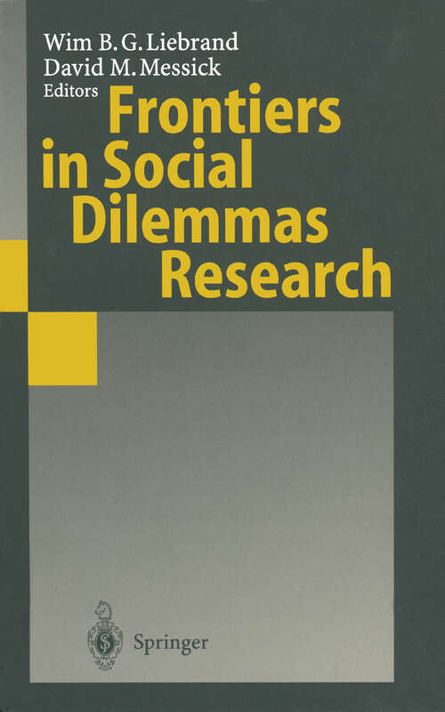 Book cover of Frontiers in Social Dilemmas Research (1996)