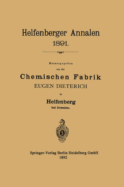 Book cover of Helfenberger Annalen 1891 (1892)