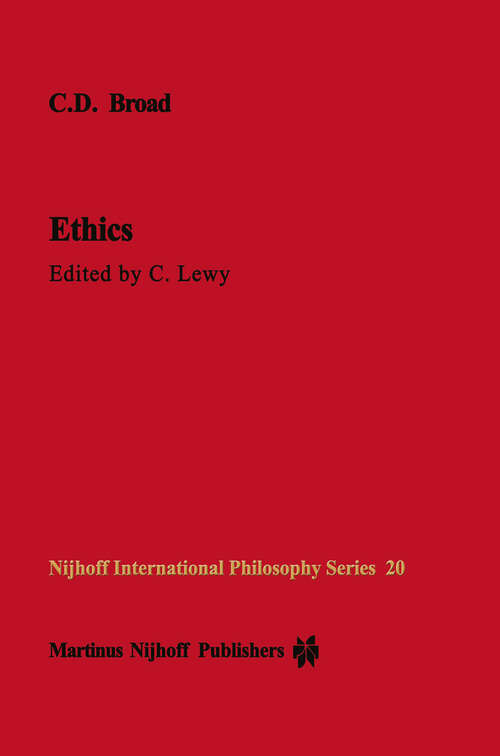 Book cover of Ethics (1985) (Nijhoff International Philosophy Series #20)