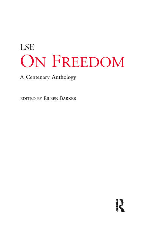 Book cover of On Freedom: A Centenary Anthology