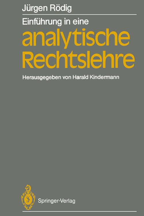 Book cover of Einführung in eine analytische Rechtslehre (1986)