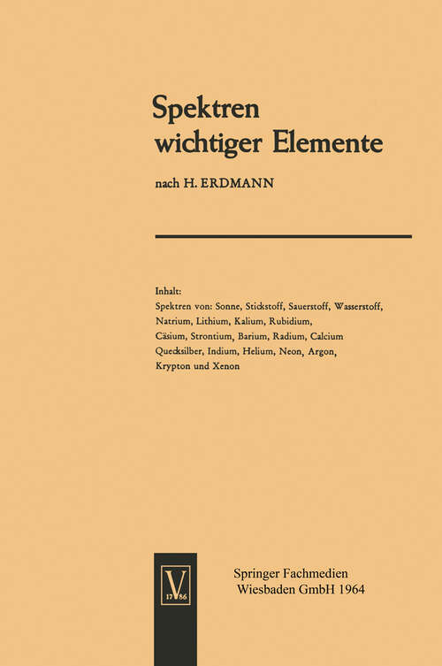 Book cover of Spektren wichtiger Element (1964)