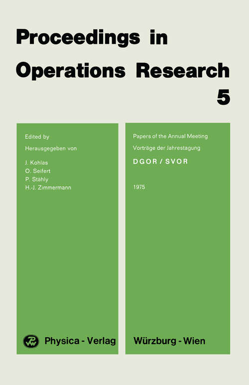Book cover of Proceedings in Operations Research 5 (1976) (Operations Research Proceedings #1975)