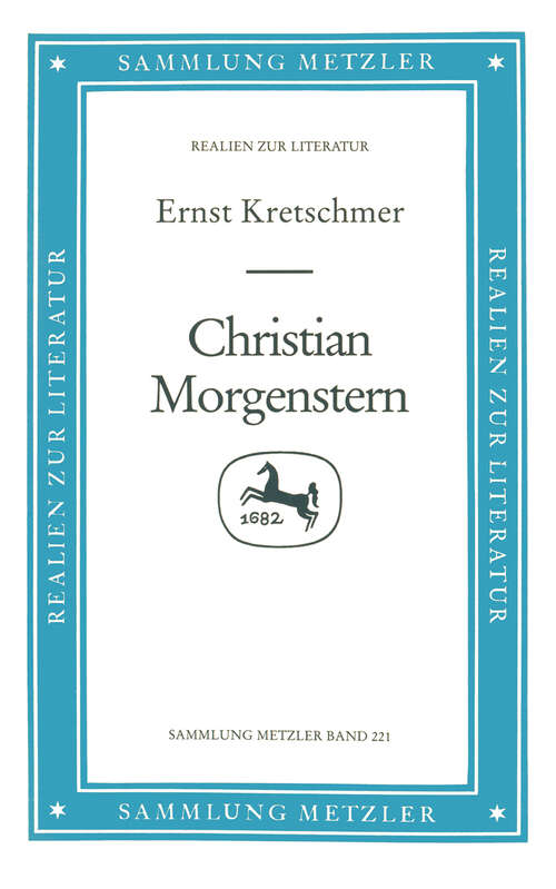 Book cover of Christian Morgenstern: Sammlung Metzler, 221 (1. Aufl. 1985) (Sammlung Metzler)