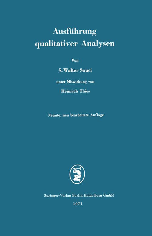 Book cover of Ausführung qualitativer Analysen (9. Aufl. 1971)