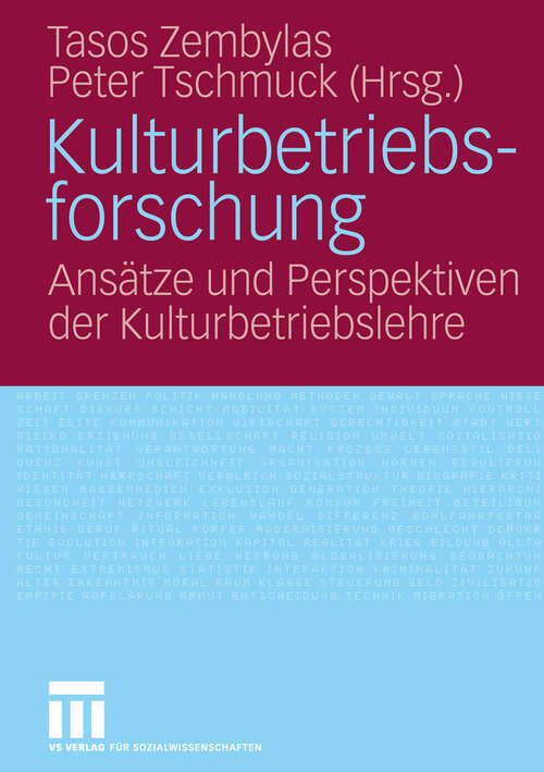 Book cover of Kulturbetriebsforschung: Ansätze und Perspektiven der Kulturbetriebslehre (2006)