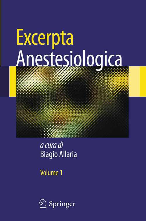 Book cover of Excerpta Anestesiologica (2011)